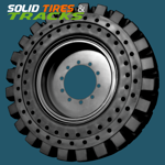 14.00-24 Solid Backhoe Tires with Rims replaces 19.5-24